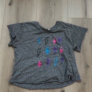 Gray Kids T-Shirt with Lightning Bolt Design